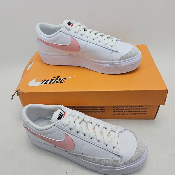 Nike Shoes - Nike Blazer Platform Low Womens 8.5 White Pink Glaze walking shoes US Size